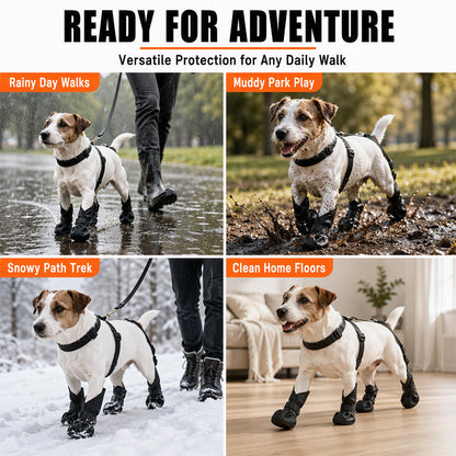 ⏰🐕Hot Sale 49% OFF💦Waterproof Anti-Drop Dog Boots with Adjustable Harness Suspender