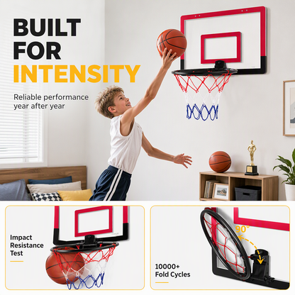 ⏳Limited-time 50% off💥No Drill Wall Mounted Folding Basketball Hoop Toy Set for Kids Indoor and Outdoor Play