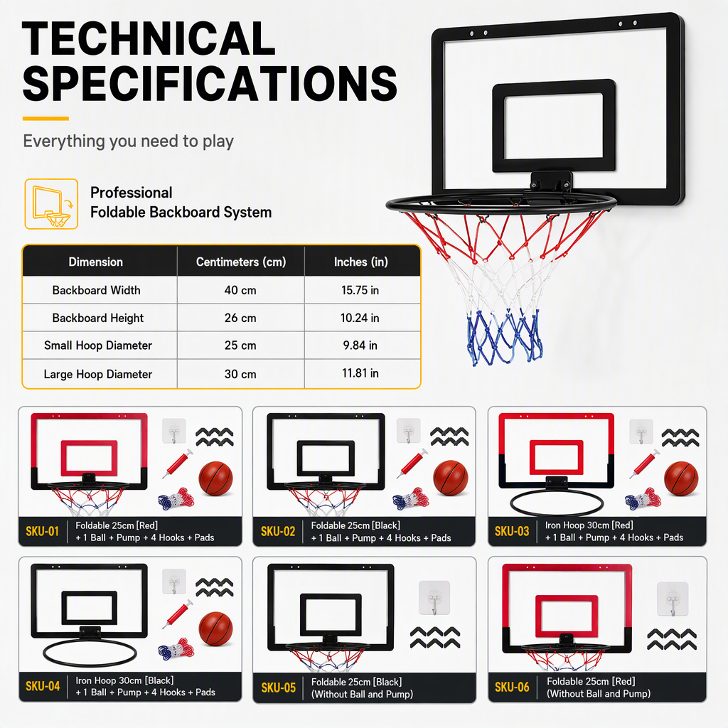 ⏳Limited-time 50% off💥No Drill Wall Mounted Folding Basketball Hoop Toy Set for Kids Indoor and Outdoor Play