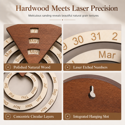 💥50% OFF! 🗓️ Wooden Rotating Perpetual Calendar – A Unique Interactive Decor Piece For Your Home & Office✨