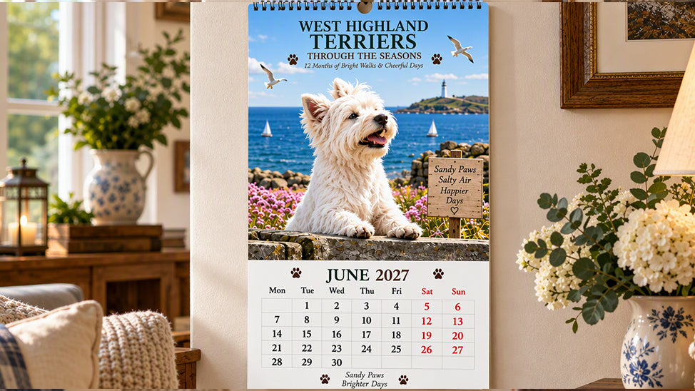 🥳💞48K+ SOLD🐾📆West Highland Terrier Wall Calendar🎁